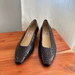 Rare 90s Vintage Talbots x Caressa Croc Embossed Leather Heels Made in Spain 8.5